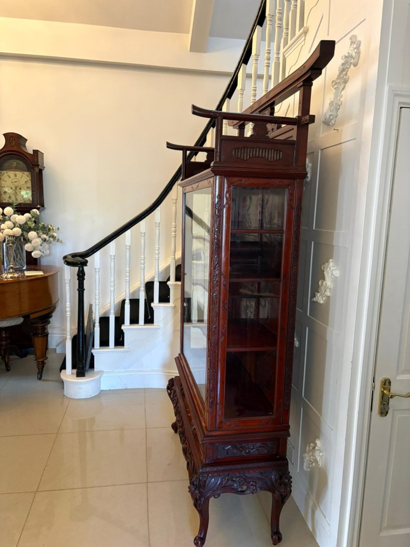 Fabulous Antique Japanese Red Lacquer Hardwood Display Cabinet - Image 4